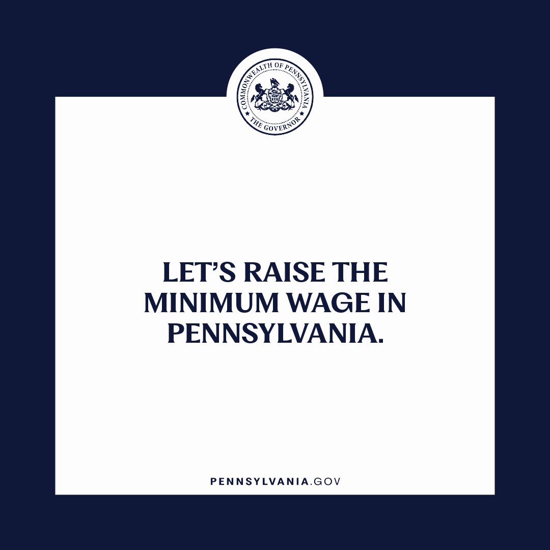 GovernorShapiro's tweet image. $7.25 is not a livable wage in 2023. 

Our minimum wage hasn’t been raised in 14 years, and it’s lower than 30 other states.

It is time to finally raise the minimum wage to $15 per hour.