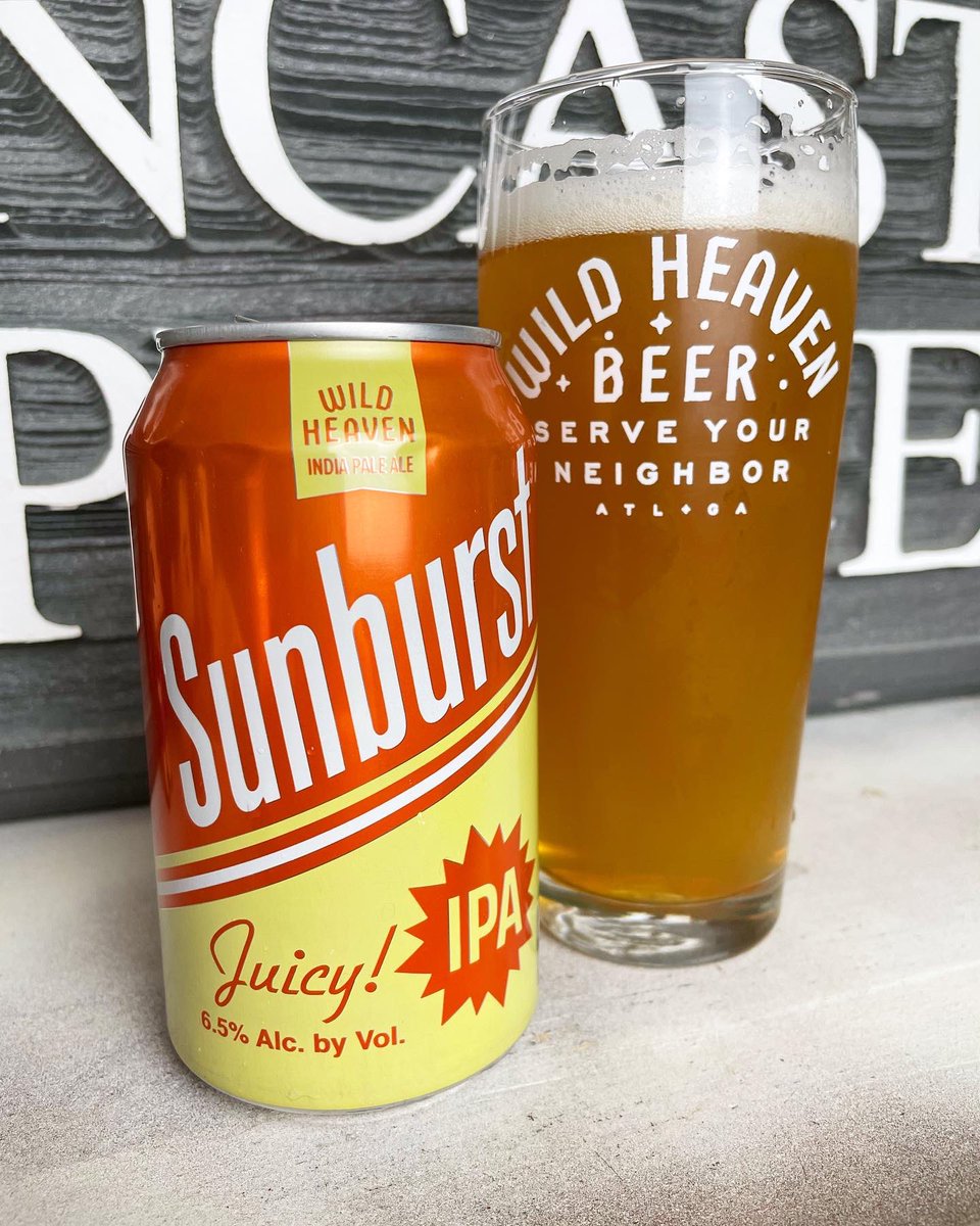 This is Sunburst IPA from <a href="/BeerWildHeaven/">Wild Heaven Beer (Avondale, West End, Toco Hills)</a>. It’s a Juicy IPA and a perfect beer to enjoy outside on this beautiful Atlanta day. I was gifted a six-pack from Atlanta TV legend, <a href="/MonicaKPearson/">Monica Kaufman Pearson</a>. I worked on her One on One show that airs on <a href="/peachtreetv/">Peachtree TV - WPCH</a>. Thank you again, Monica! 🍻