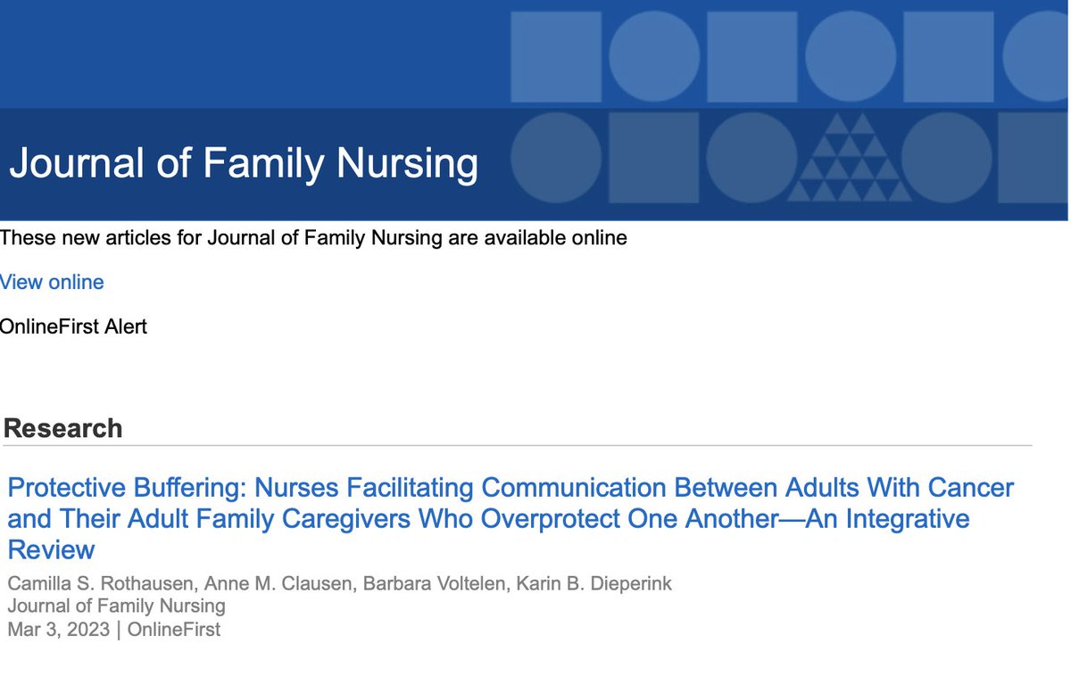 NEW Journal of Family Nursing publication by colleagues in Denmark: #FamilyNursing  #FamilyHealth