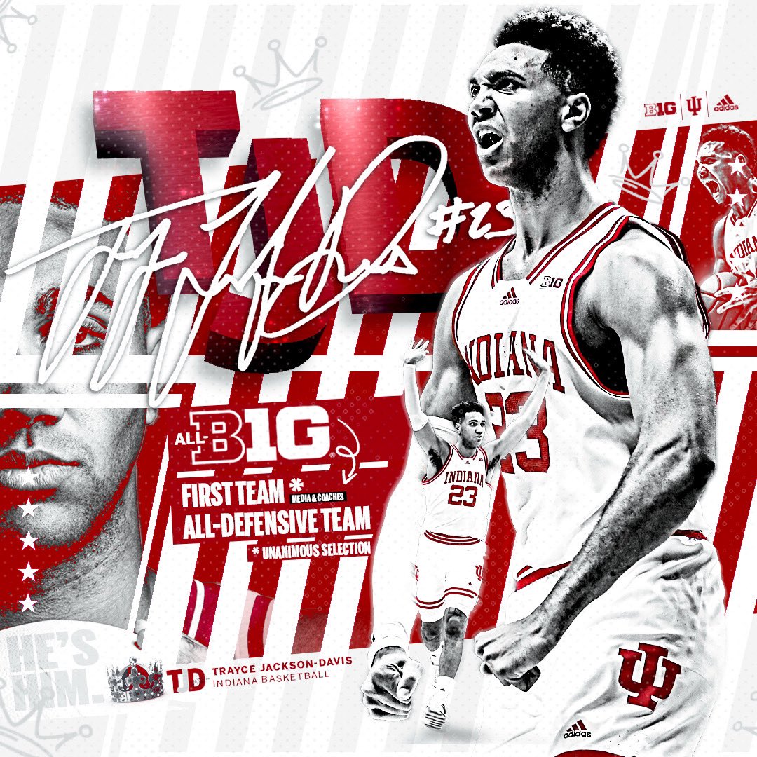 IndianaMBB's tweet photo. FIRST TEAM ALL-B1G
  ↳ @TrayceJackson https://t.co/R6WZnjYwIG