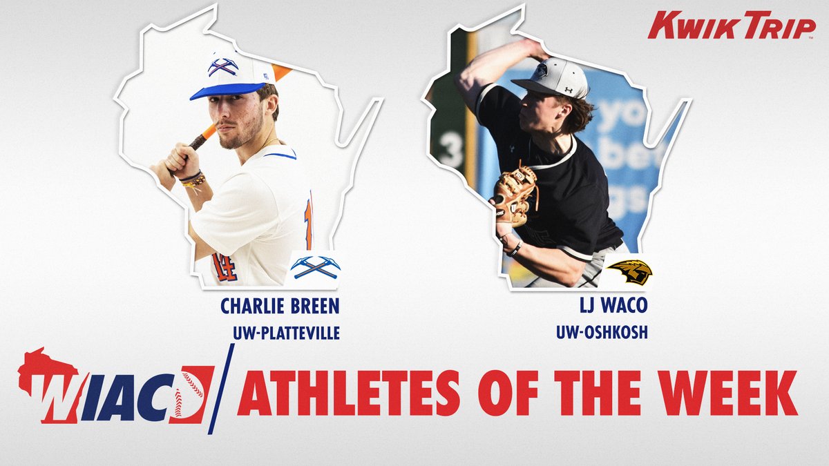 WIAC (@wiacsports) on Twitter photo #WIACBASE | <a href="/uwp_pioneers/">UW-Platteville Athletics</a> Breen and <a href="/UWOshkoshTitans/">UW-Oshkosh Athletics</a> Waco Selected Kwik Trip Athletes of the Week: bit.ly/3myMAiB
#ExcellenceInAction
#d3baseball #WIACBASE | <a href="/uwp_pioneers/">UW-Platteville Athletics</a> Breen and <a href="/UWOshkoshTitans/">UW-Oshkosh Athletics</a> Waco Selected Kwik Trip Athletes of the Week: bit.ly/3myMAiB
#ExcellenceInAction
#d3baseball