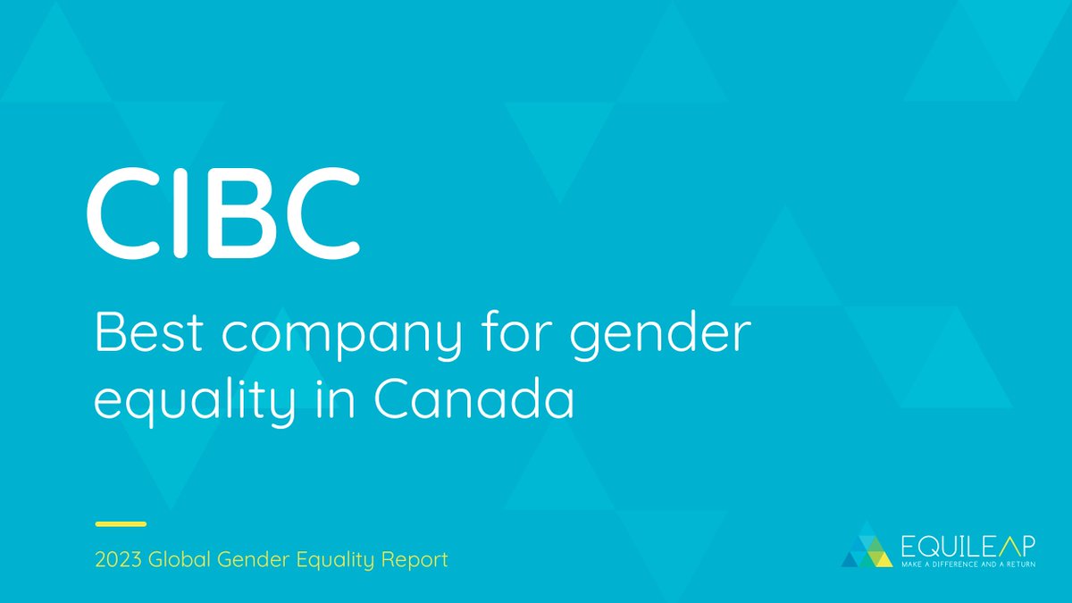 Equileap (@equileap) on Twitter photo Congratulations to <a href="/cibc/">CIBC</a>, among the global top 100 and the leading company in Canada for gender equality! 🇨🇦
<a href="/EsmailjiRoxana/">Roxana Esmailji</a> <a href="/JuliaKassam/">Julia Kassam</a> @tinatellis <a href="/NavdeepSBains/">Navdeep Bains</a> <a href="/CIBCInnovation/">CIBC Innovation</a> <a href="/BanqueCIBC/">BanqueCIBC</a> <a href="/davidmilstead/">David Milstead 🇺🇦</a> <a href="/joannachiu/">Joanna Chiu</a>
#maketheleap #genderequality #dataforequality Congratulations to <a href="/cibc/">CIBC</a>, among the global top 100 and the leading company in Canada for gender equality! 🇨🇦
<a href="/EsmailjiRoxana/">Roxana Esmailji</a> <a href="/JuliaKassam/">Julia Kassam</a> @tinatellis <a href="/NavdeepSBains/">Navdeep Bains</a> <a href="/CIBCInnovation/">CIBC Innovation</a> <a href="/BanqueCIBC/">BanqueCIBC</a> <a href="/davidmilstead/">David Milstead 🇺🇦</a> <a href="/joannachiu/">Joanna Chiu</a>
#maketheleap #genderequality #dataforequality