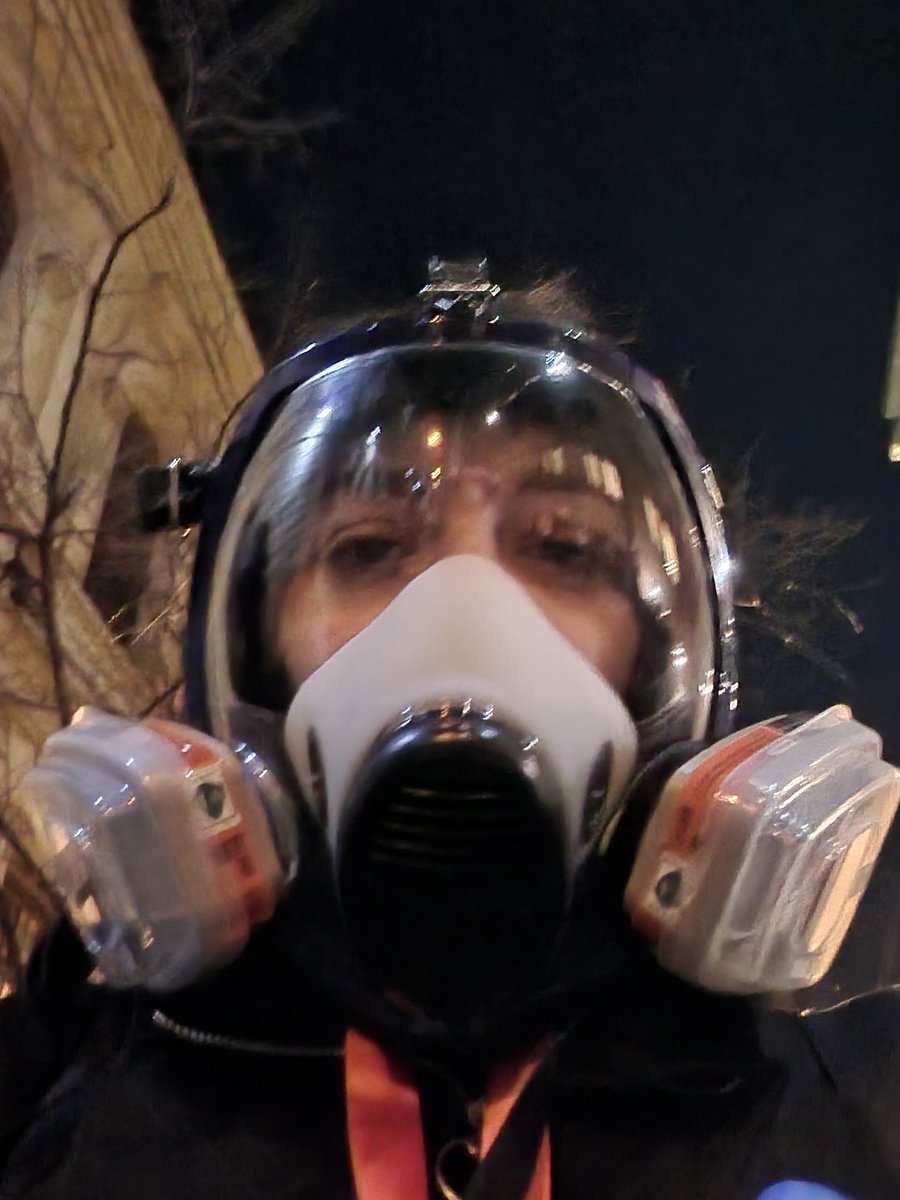 mari_nikuradze's tweet photo. So water cannon has been used multiple times, hit me bunch of times too, and a large amount of pepper spray. Luckily, we were ready for it at OC Media, as we had tough experience with tear gas due8ng Gavrilov's night in 2019. https://t.co/VWJalZnOGq