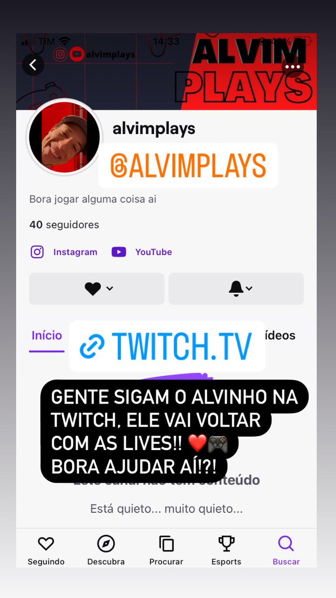Paah_gomes1's tweet photo. Gente quem puder ajudar seguindo ele lá, agradeço #twitch https://t.co/iQElg6yrbk https://t.co/CLV1eT9Z1b