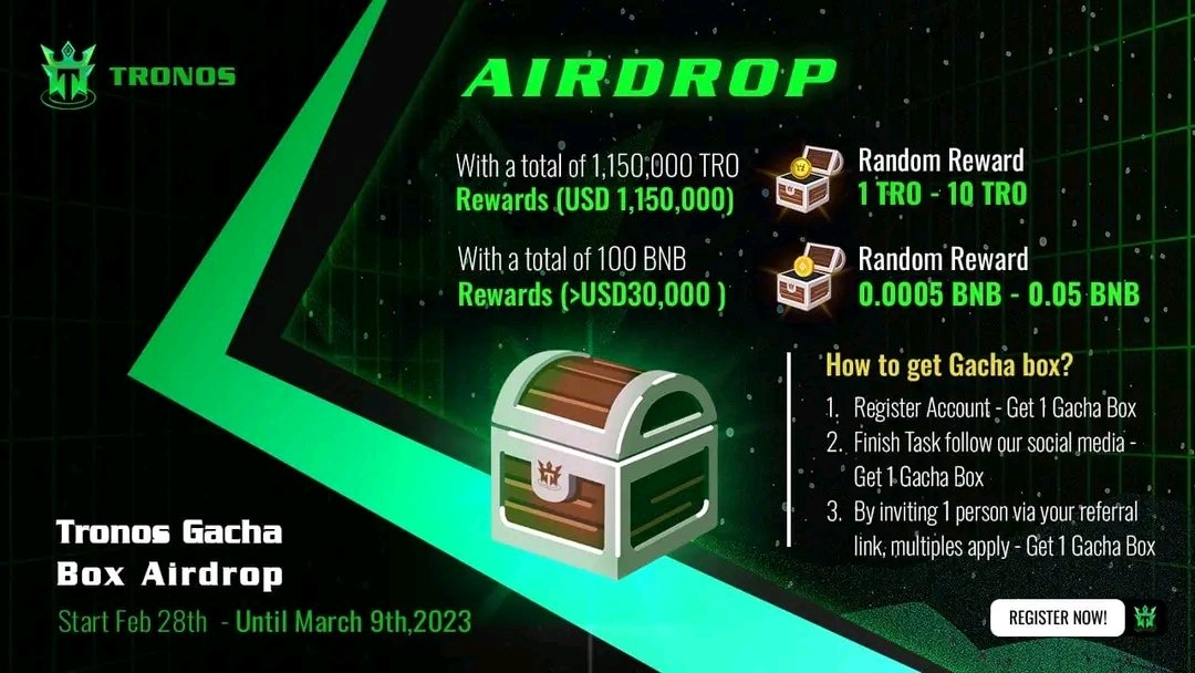 Ridho_ackerman's tweet image. @TronosOfficial #Tronos 

How to get the Gacha box?
1⃣ #Register Account - Get 1⃣ Gacha Box 
2⃣ #Finish Task following our social media - Get 1⃣Gacha Box 
3⃣ #By inviting 1⃣ person via your referral link, multiples apply - Get 1⃣ Gacha Box

tronos.io/register/ridho…