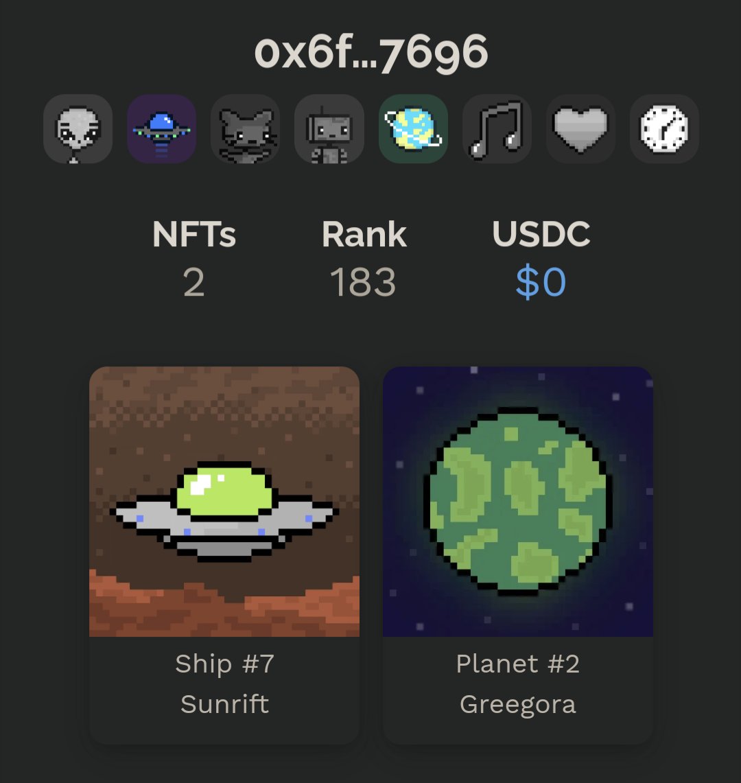 A new user just joined!  Rank: 183 🏆 NFTs: 2 🛸 #nft #nftcommunity #polygon #ethereum