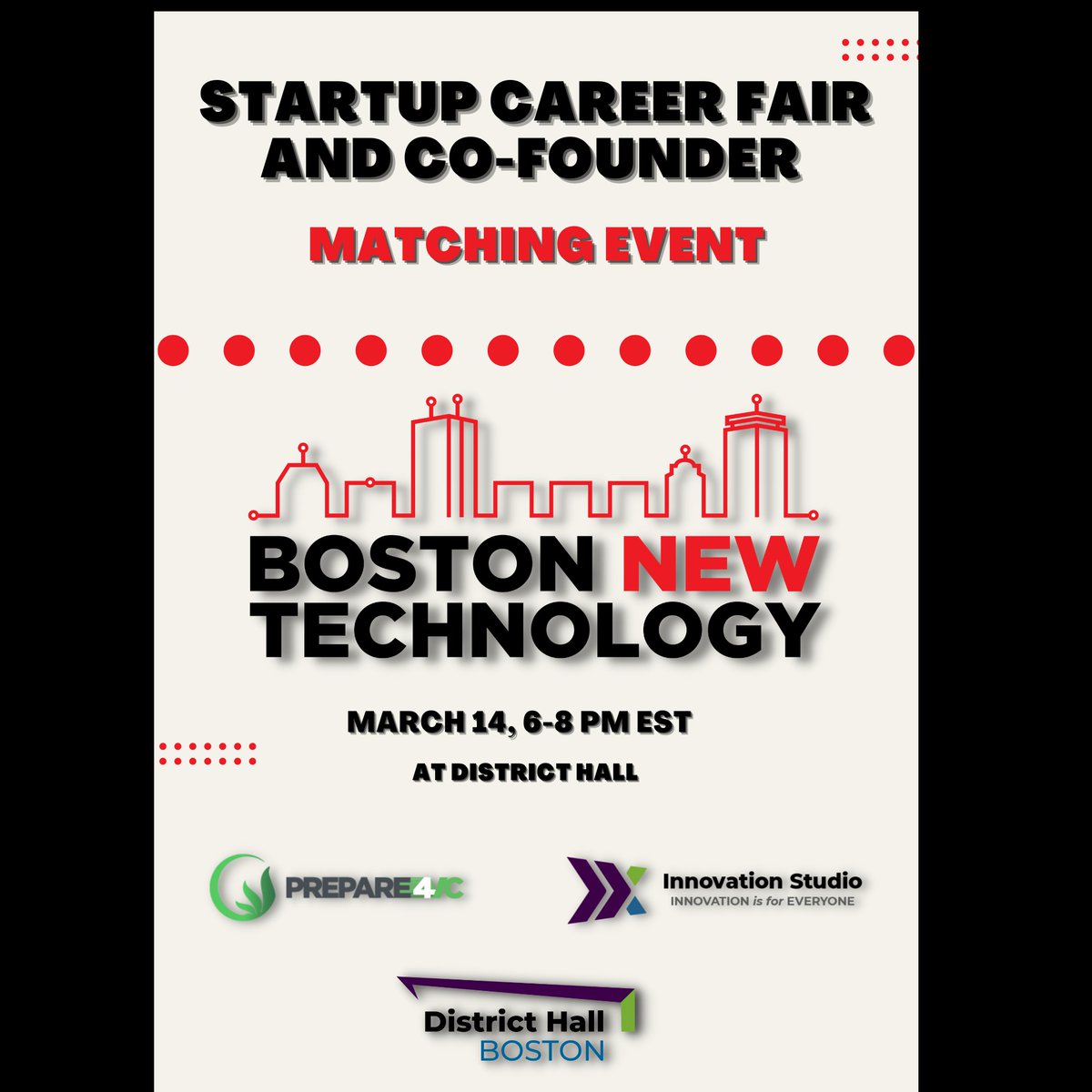 Prepare4VC's tweet photo. Looking for your new teammate? Ready to join and find your next venture? Come out to our career fair next week in partnership with #Bostonnewtech #innovationstudio and #districthall
https://t.co/nR7pYQDhdk https://t.co/J5de0FNfY4
