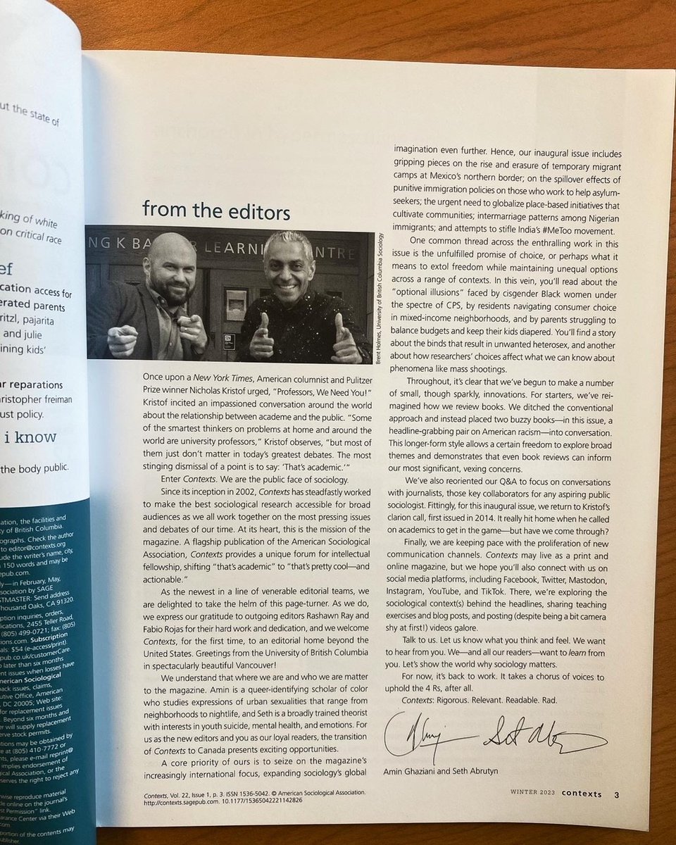 Nothing beats the beautiful materiality of a glossy magazine--in print, in person, in touch. #publicsociology @contextsmag @UBCSociology