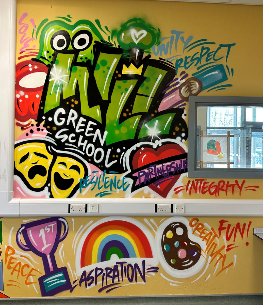 Well done to a group of students who worked hard to create designs for our art room wall. Thank you to <a href="/kingsyzeGraff/">Kingsyze Graffiti</a> who worked with them to create this amazing piece. It looks fantastic and the students are very proud of their creation😊