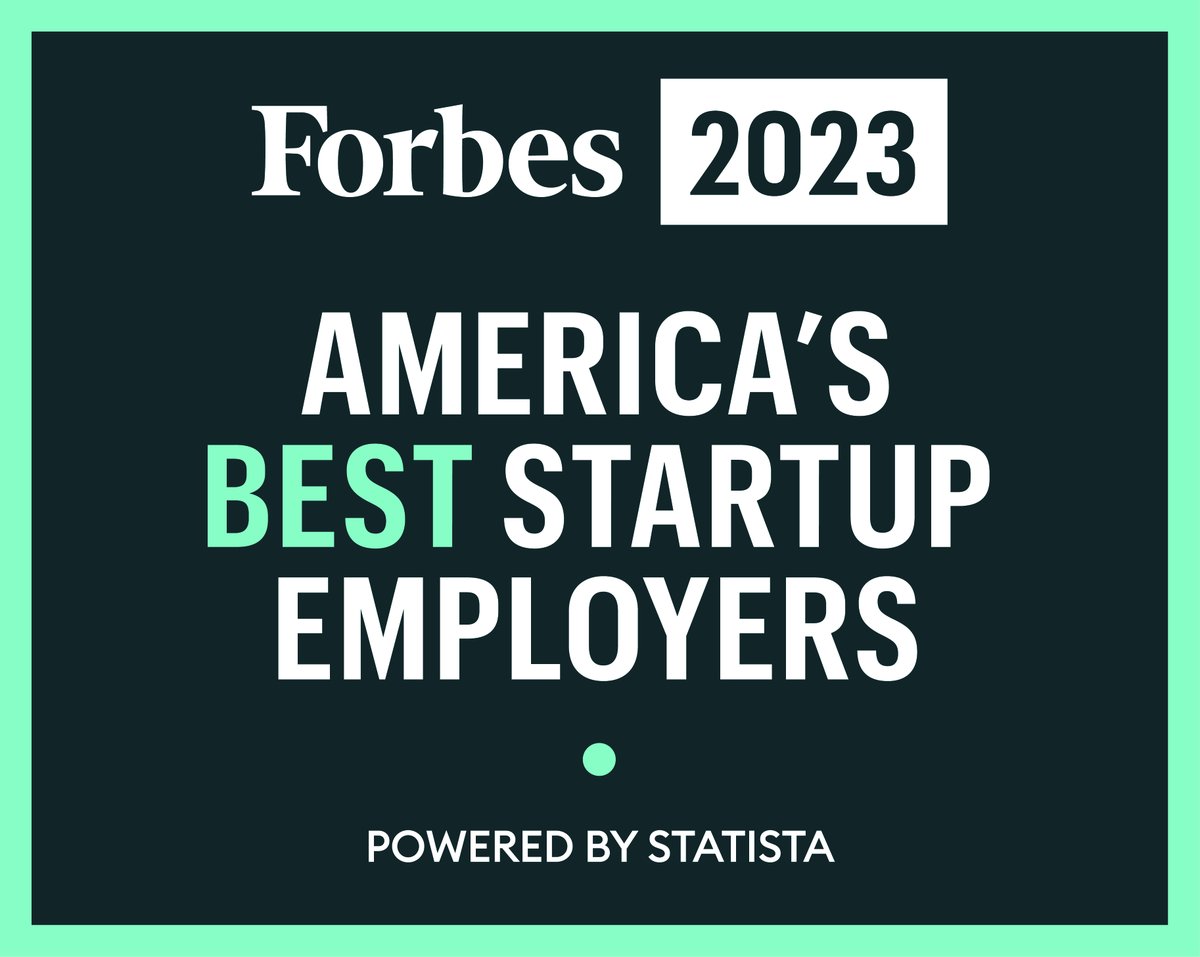 We’ve been recognized as one of America’s Best Startup Employers by <a href="/Forbes/">Forbes</a> for the second year in a row at #21 out of 2,600 companies! Check out more about our commitment to fostering an innovative and collaborative environment here: hubs.ly/Q01FF_fy0