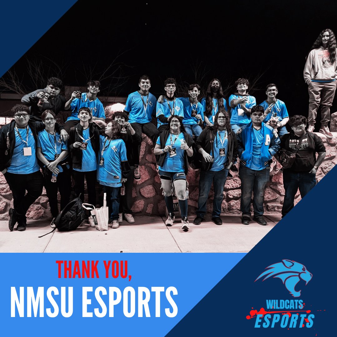 AnthonyEsports's tweet photo. From the Anthony Wildcats Esports team, thank you @NMStateEsports for the invite to the NMSU 2023 Invitational.

Wins and losses, it was a great experience for everyone. We look forward to the next one!

#wildcatsesports #esports #nmsu #nmsuesports https://t.co/jvbWfTVfS2