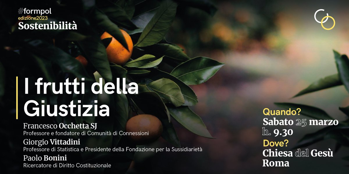 Comunità di Connessioni (@connessionifp) on Twitter photo Ti aspettiamo abato 25 marzo 2023, h.09:30 alla Chiesa del Gesù (Roma) per il secondo incontro di #Formpol!
Titolo: I frutti della Giustizia
Interverranno: <a href="/OcchettaF/">Francesco Occhetta</a>, Giorgio Vittadini e <a href="/BoniniPa/">Paolo Bonini</a>.
Ti aspettiamo!
#CONnesioni Ti aspettiamo abato 25 marzo 2023, h.09:30 alla Chiesa del Gesù (Roma) per il secondo incontro di #Formpol!
Titolo: I frutti della Giustizia
Interverranno: <a href="/OcchettaF/">Francesco Occhetta</a>, Giorgio Vittadini e <a href="/BoniniPa/">Paolo Bonini</a>.
Ti aspettiamo!
#CONnesioni