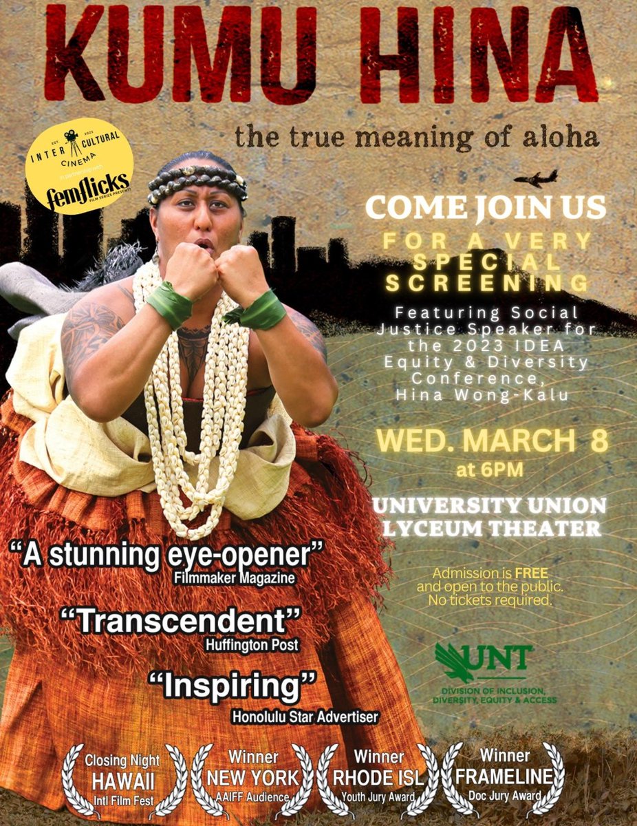 Come learn the true meaning of aloha in a special screening of 'Kuma Hina' on March 8th at 6:00 in the Lyceum!