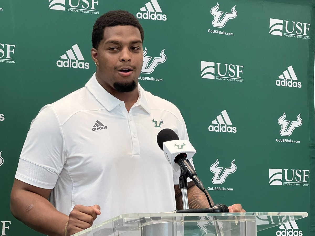 Here’s Rashad Cheney. Healthy again, he’ll be a big part of the defensive line.  Says Coach Golesh makes players want to run through a brick wall for him. <a href="/USFFootball/">USF Football</a>