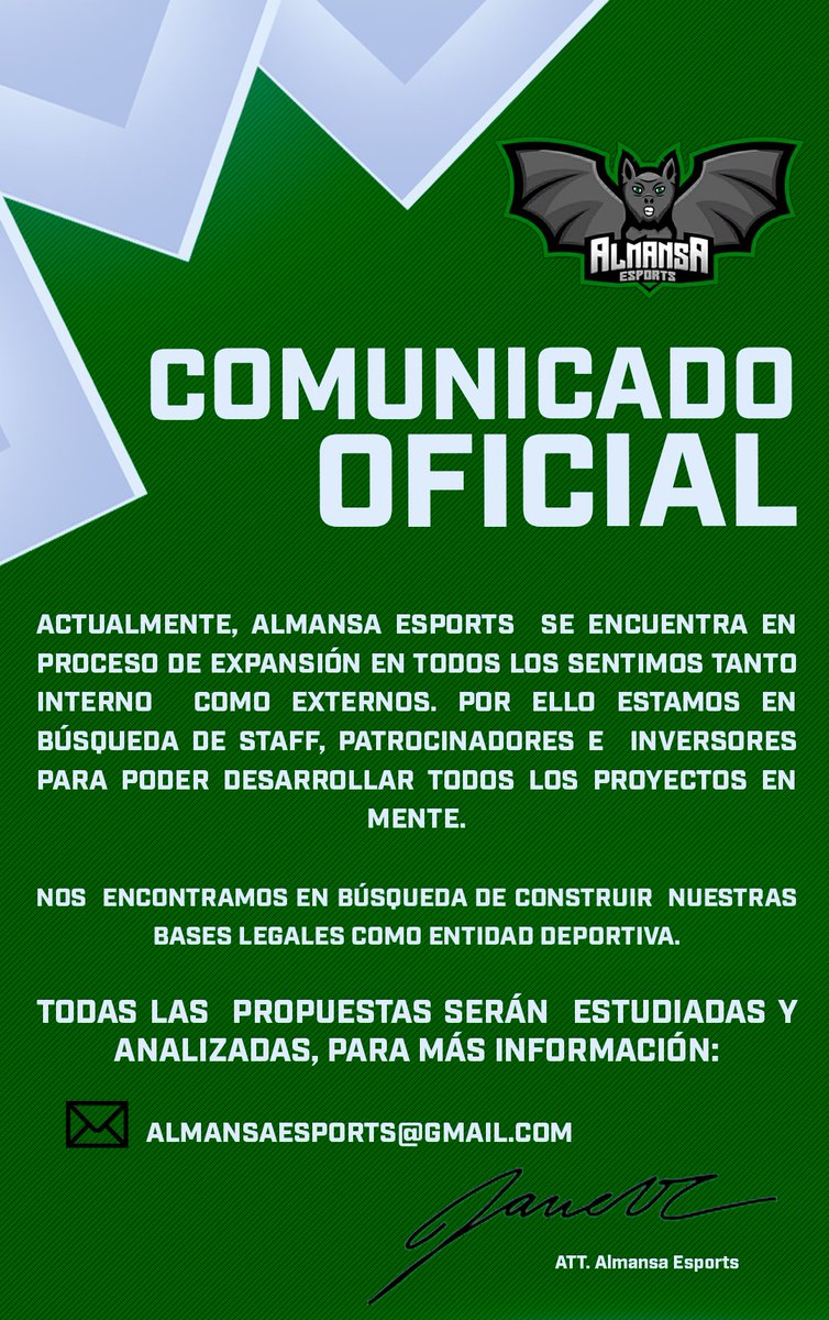 Comunicado Almansa Esports.