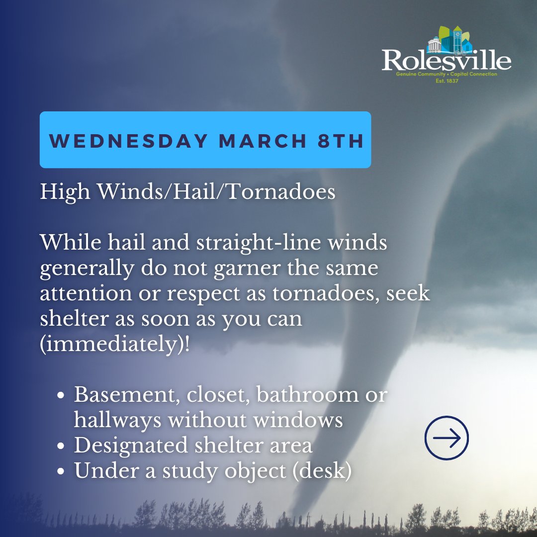 RolesvilleNC's tweet image. The National Weather Service asks to share information about preparing for severe weather.  Swipe to see information on how to prepare for severe weather in the future. 

#weathertips #severepreparednessweek #rolesvillenc