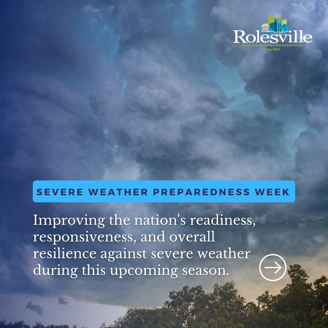 RolesvilleNC's tweet image. The National Weather Service asks to share information about preparing for severe weather.  Swipe to see information on how to prepare for severe weather in the future. 

#weathertips #severepreparednessweek #rolesvillenc