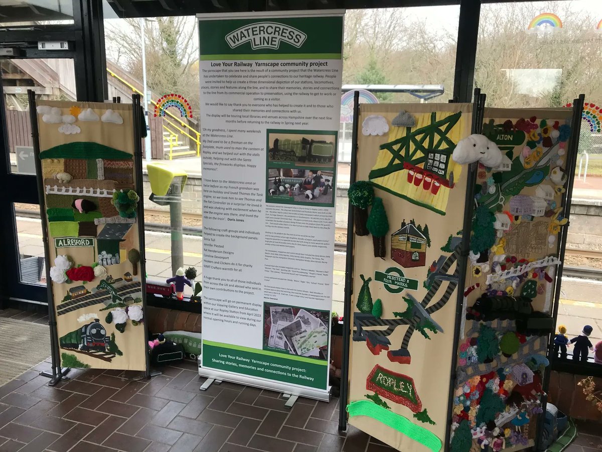 Watercress_Line's tweet photo. 🧶 The Yarnscape project has moved to its new location at Hedge End train station where it will be on display until the 3rd April. To read more about this: https://t.co/blRkxTIIV0
#watercressline #yarnscape #outreach
@VisitHampshire @King_Alf @HantsTopDaysOut https://t.co/BQpSjUyFr3