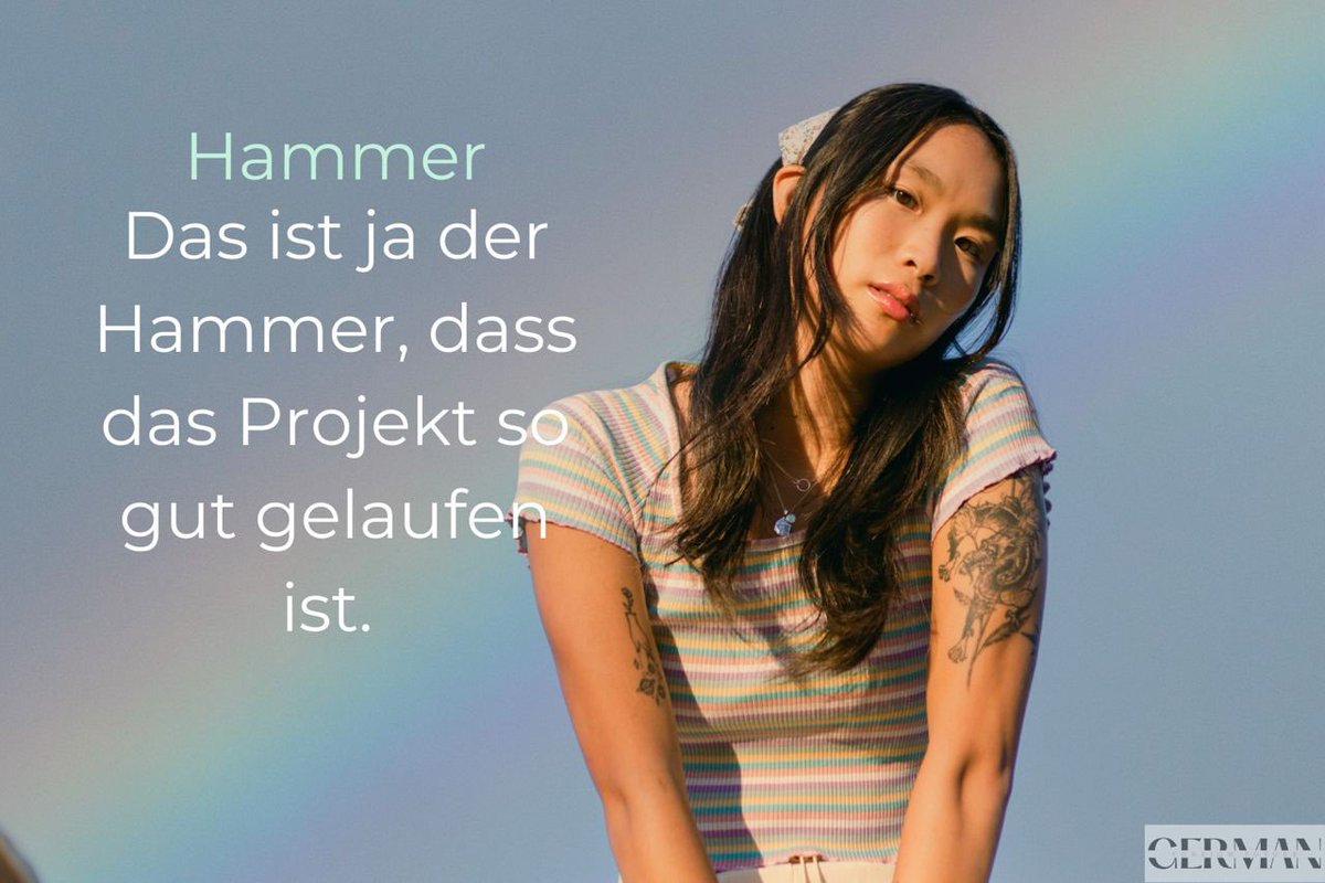 ForeignFuture's tweet photo. 3 German slang words to express your excitement. 🤩

How awesome is that please.

Great, now we can finally start.

It's amazing that the project went so well.

I'm really in the mood to start something new again. https://t.co/UjBOhzEtgK