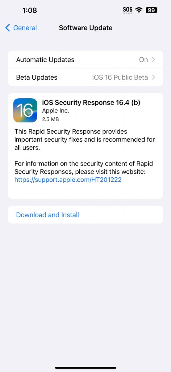 techgeek311's tweet image. Apple released another security response update for iOS 16.4 betas #ios164 #securityresponse