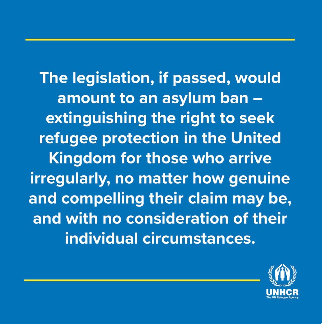 UNHCR is profoundly concerned by the asylum bill introduced by the UK Government to the House of Commons today.

We urge the UK Government, and all MPs + Peers, to reconsider the Bill and pursue more humane and practical policy solutions. 

Our statement: 
unhcr.org/uk/news/press/…