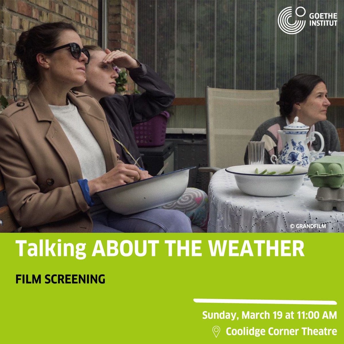 🎬Next in our series New Films from Germany 2023, we will show Anna Pinskes new film "TALKING ABOUT THE WEATHER". Join us on Sunday 19th, 11am at the Coolidge Corner Theater for a matinee screening.

More info 👉 goethe.de/ins/us/en/sta/…