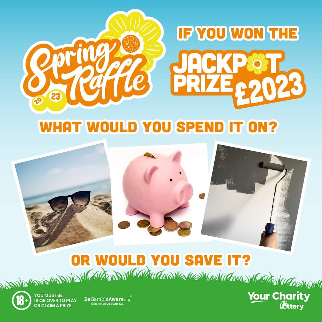 The <a href="/YourLottery/">Your Charity Lottery</a> Spring Raffle is now open supporting our #Charity. You could scoop the £2,023 jackpot or the second prize of £203. Tickets start at £5 for 5 entries. Players must be over 18, the draw closes Friday 31 March: orlo.uk/KJrcj #CharityTuesday #fundraising