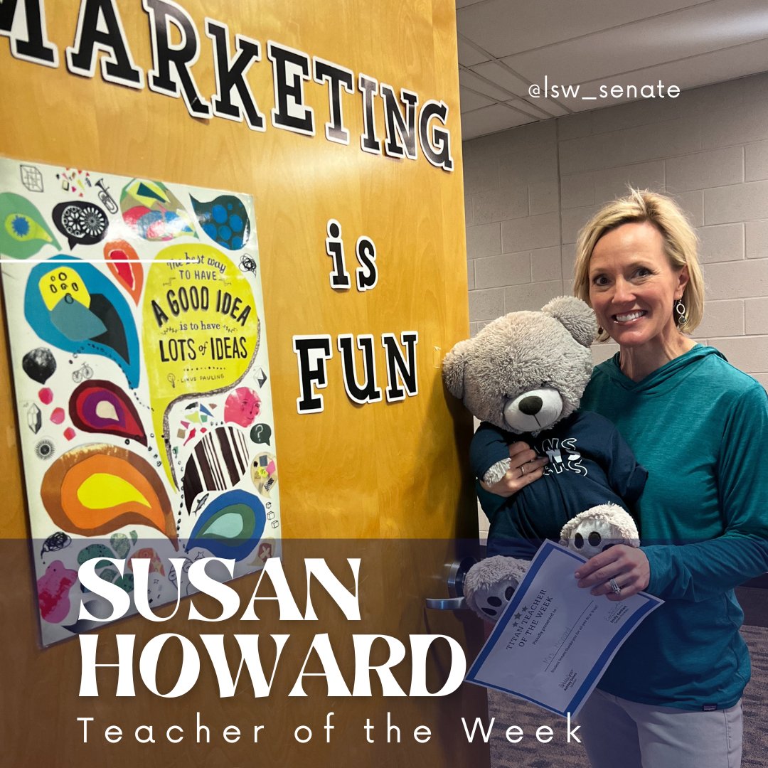 This week's Titan Teacher of the Week is Mrs. Howard. She is always supportive of students by helping them with DECA projects and coursework. She plans interactive lessons to make learning more fun for her students. Thank you for all you do Mrs. Howard!