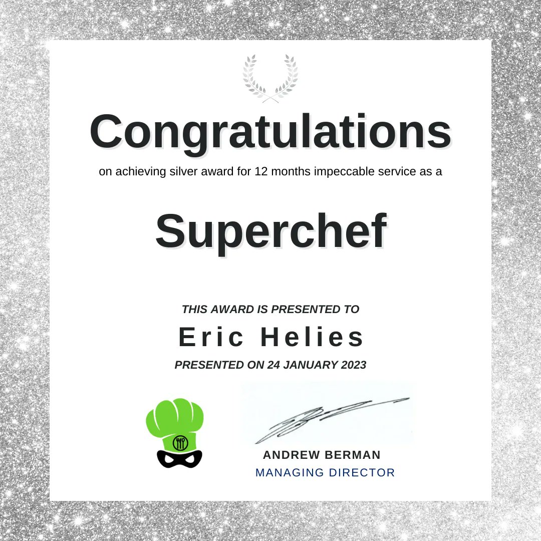 CatServInt's tweet image. Congratulations Eric Helies on achieving silver award for 12 months impeccable service as a SUPERCHEF! Congratulations Eric!

To find our more about becoming a superchef click here! tinyurl.com/SuperChefUK 

#superchef #chef #reliefchef #chefs