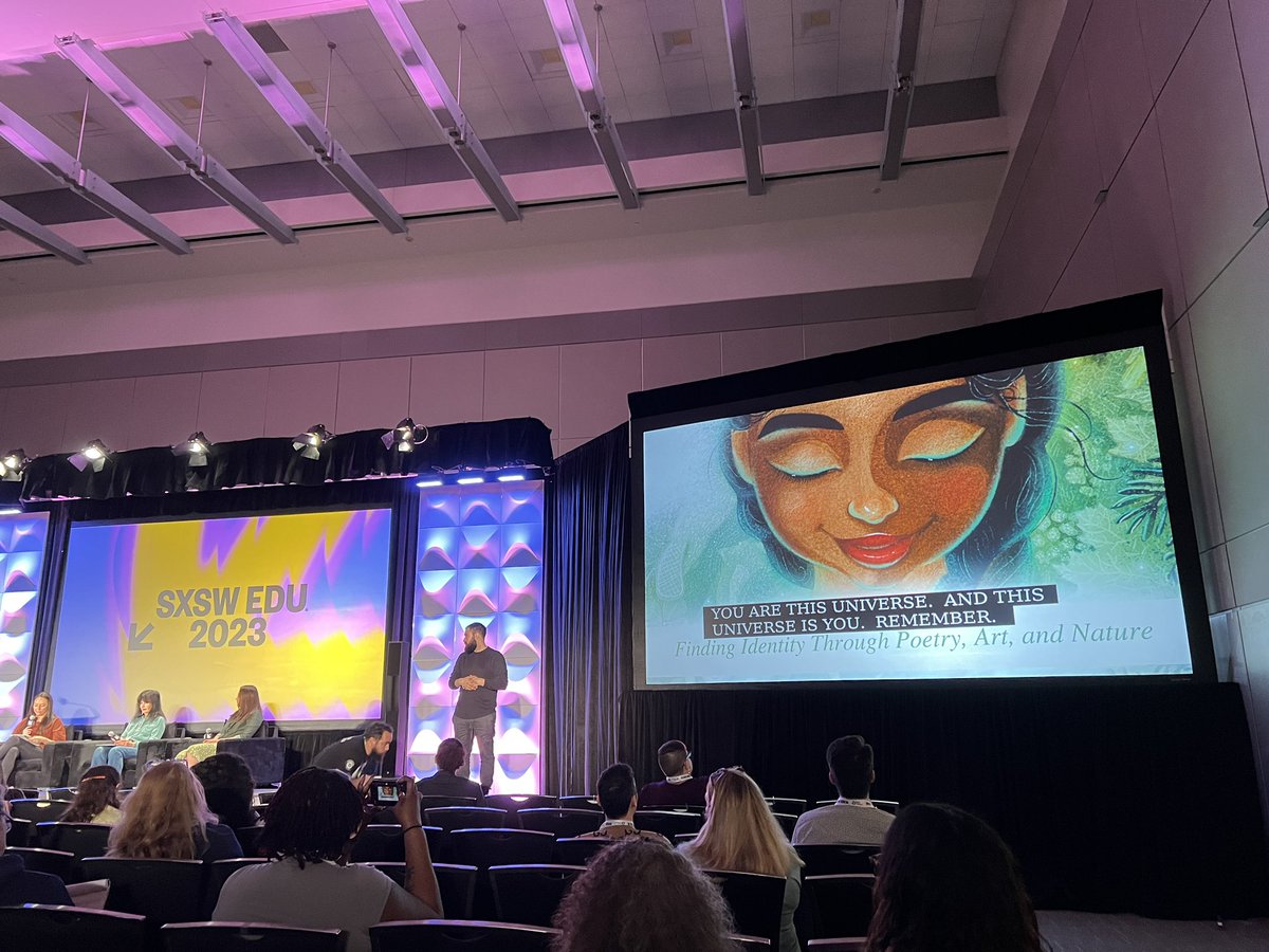 “Write like a painter.” A beautiful moment hearing Joy Harjo read her newly released children’s book, Remember, at SXSW. Great mentor text! Simple &amp; powerful. <a href="/Design39Campus/">Design39Campus</a>