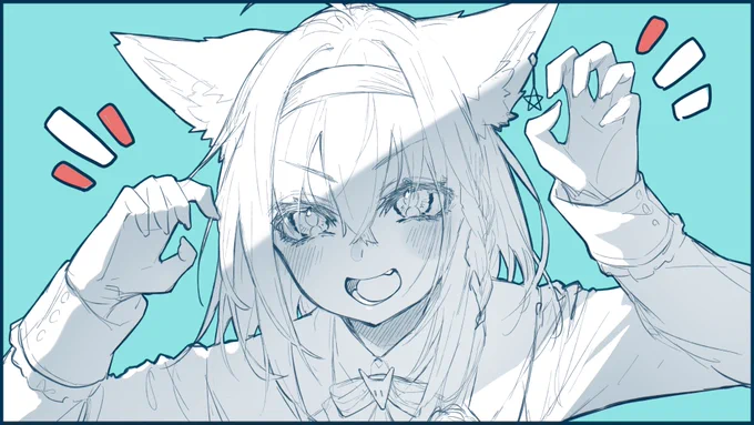 描いてみたよ(「・ω・)「ガオー#絵フブキ  #この雑な線から生み出される神絵師のイラストが見たい  