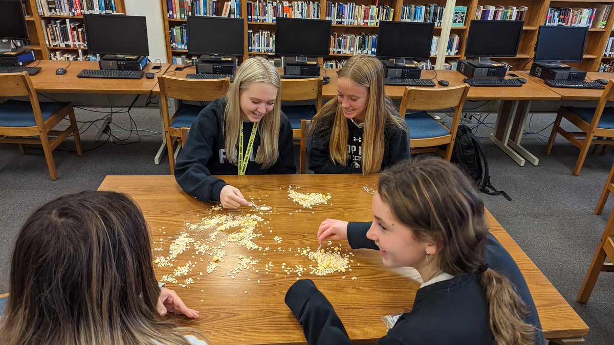 Mrsblibary's tweet photo. Mr. Brown's and Mrs. B's classes competed.  I call it a tie because the kids were more interested in eating the cereal than competing!  Ha! https://t.co/LXZ7puQQd1