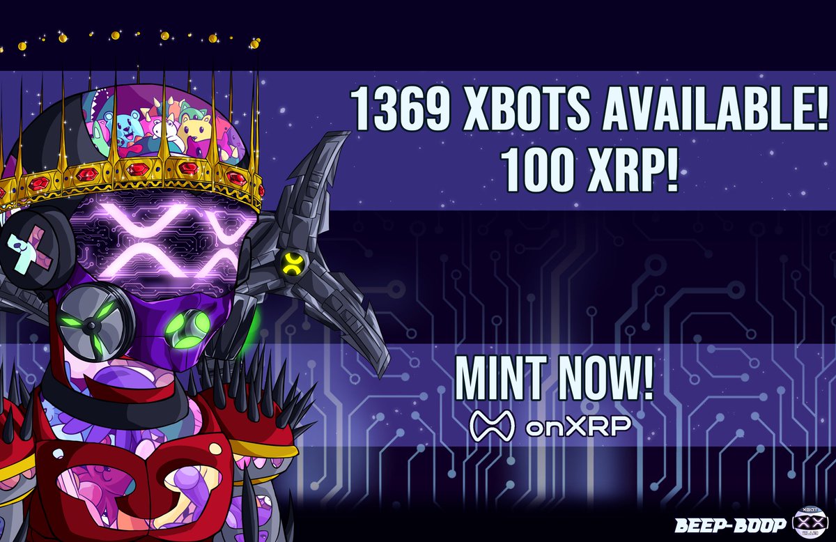 XBOTCLUB's tweet photo. 🚨ONLY XRP MINT PERIOD🚨

MINT 3 XBOTS (300 XRP)
RECEIVE 25% BACK IN $XRP

1369 #XBOTCLUB NFTS AVAILABLE FOR 100 $XRP EACH 

$XBOT IOU REDEMPTION WILL BE TURNED OFF UNTIL MARCH 14TH AND RESUME AFTER! 

👇MINT NOW HERE👇
https://t.co/mUQQ0IaaAj https://t.co/ArRDs3u9q2