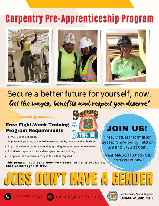 No matter your skill level, this unique pre-apprenticeship program offers a debt-free path to fulfilling a rewarding #career in the skilled trades.

This is the opportunity that can change your life: NASCTF.ORG/SIB.

 #womeninconstruction #tradeswomen #preapprenticeship