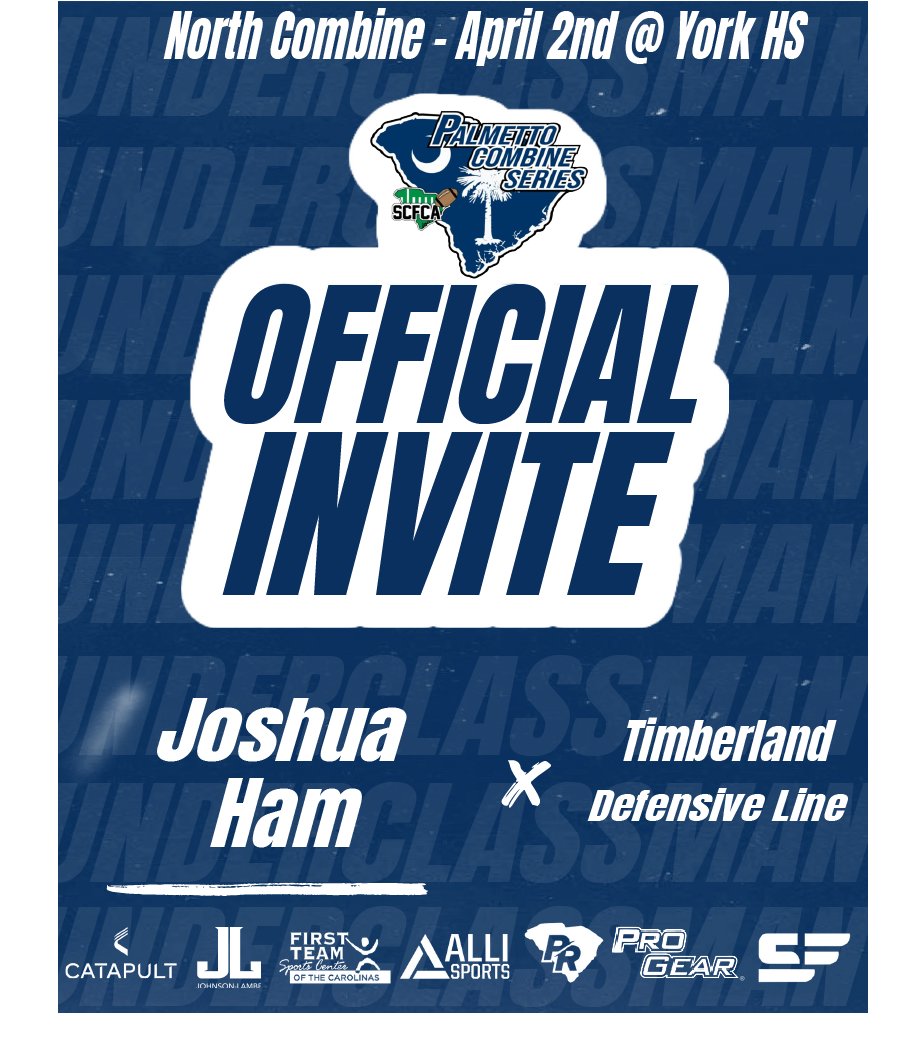 CoachesCombines's tweet photo. Congratulations on being selected to the Underclassman Palmetto Combine Series! See you in York on April 2nd at 2:00pm

#Palmetto23 #Emailtofollow #SouthCombine 

Pre-Register:
https://t.co/qggdkPJHaq https://t.co/HjKqg21FzU