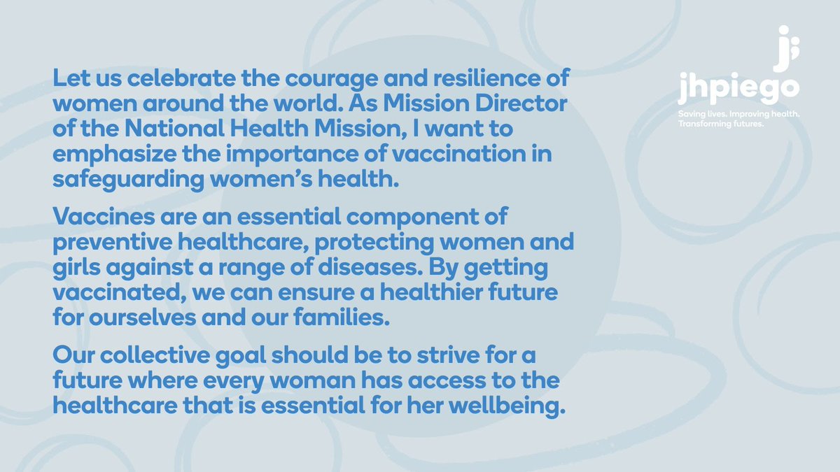 JhpiegoIndia (@jhpiegoindia) on Twitter photo Today, on #InternationalWomensDay , we are celebrating Ms. Priyanka Das, Mission Director, <a href="/NHM_MP/">National Health Mission MadhyaPradesh</a>, a #ChampionForWomen, for envisioning a future where every woman has access to the healthcare that is essential for her wellbeing.
#EmbraceEquity
#IWD2023 Today, on #InternationalWomensDay , we are celebrating Ms. Priyanka Das, Mission Director, <a href="/NHM_MP/">National Health Mission MadhyaPradesh</a>, a #ChampionForWomen, for envisioning a future where every woman has access to the healthcare that is essential for her wellbeing.
#EmbraceEquity
#IWD2023
