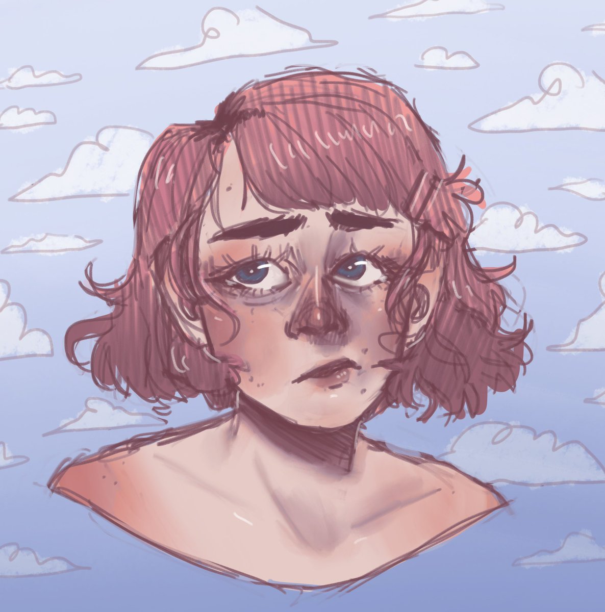 fruity_peachie's tweet photo. A quick redraw sketch of an old piece from 2018. Weird that I used to look like that, drawing it was like visiting an old friend 🌸 https://t.co/HJxIaRd9by