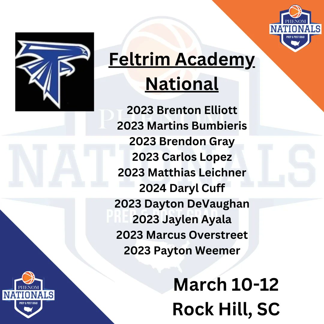 Feltrim Academy has proven talent that college coaches may find interesting! Check out their National team this weekend at the #PhenomPGNationals on March 10-12 in Rock Hill (SC)!

<a href="/FeltrimHoops/">Feltrim Academy Basketball</a>
#PhenomHoops