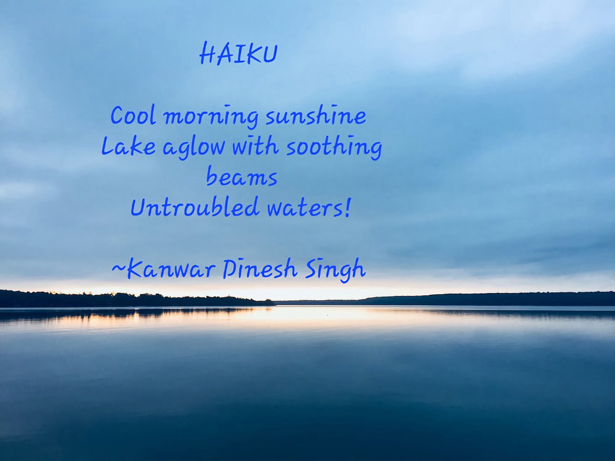 #haiku ☘️

Cool morning sunshine 
Lake aglow with soothing beams 
Untroubled waters!

#haikufeels #untroubled
#jshaikucorner #haikuchallenge #vss365 @BashoSociety @haikufeels @haikufound @1HaikuADay @HaikuCrush @DailyHaiku575 

(C) Haiku: K Dinesh Singh 
Photo: Emma Harper