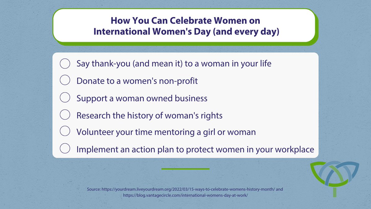 Happy International Women's Day to all of my female friends and colleagues! Today, and every day, let's celebrate the women in our lives. Here are some ideas of how to do that. Let me know if you have more ideas to add to the list! 

#IWD2023 #IWD #WomenSupportingWomen