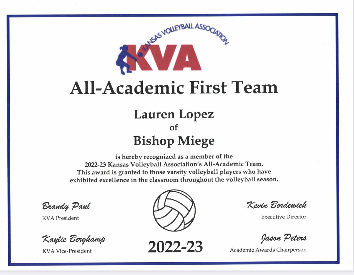 📚 🌟 Me and ALL of my <a href="/BishopMiege_VB/">Bishop Miege Volleyball 🏐</a> teammates made KVA 1st❗️team academic award❗️ 📚 #StudentAthlete <a href="/dynastyvbc/">DYNASTY Volleyball</a> <a href="/RecruitDynasty/">DynastyVBRecruiting</a>