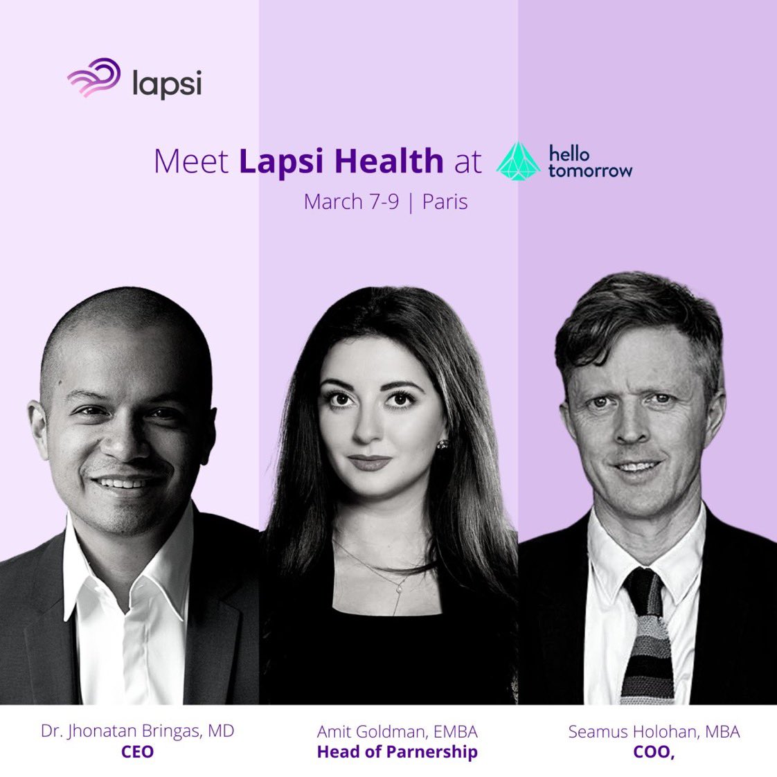 Lapsi Health (@lapsihealth) on Twitter photo We are in #Paris this week! 🇫🇷
Our Lapsi Health team will be at the 💎 <a href="/hellotmrc/">Hello Tomorrow</a> Summit 2023 | March 7-9 | Paris
Attending:
<a href="/drjhonatanMD/">Jhonatan Bringas Dimitriades, MD</a> | CEO
<a href="/AmitGoldman_/">Amit Goldman</a> | Head of Partnerships
Séamus Holohan | COO
Reach out to them!
#mHEALTH #eHealth #MedEd We are in #Paris this week! 🇫🇷
Our Lapsi Health team will be at the 💎 <a href="/hellotmrc/">Hello Tomorrow</a> Summit 2023 | March 7-9 | Paris
Attending:
<a href="/drjhonatanMD/">Jhonatan Bringas Dimitriades, MD</a> | CEO
<a href="/AmitGoldman_/">Amit Goldman</a> | Head of Partnerships
Séamus Holohan | COO
Reach out to them!
#mHEALTH #eHealth #MedEd