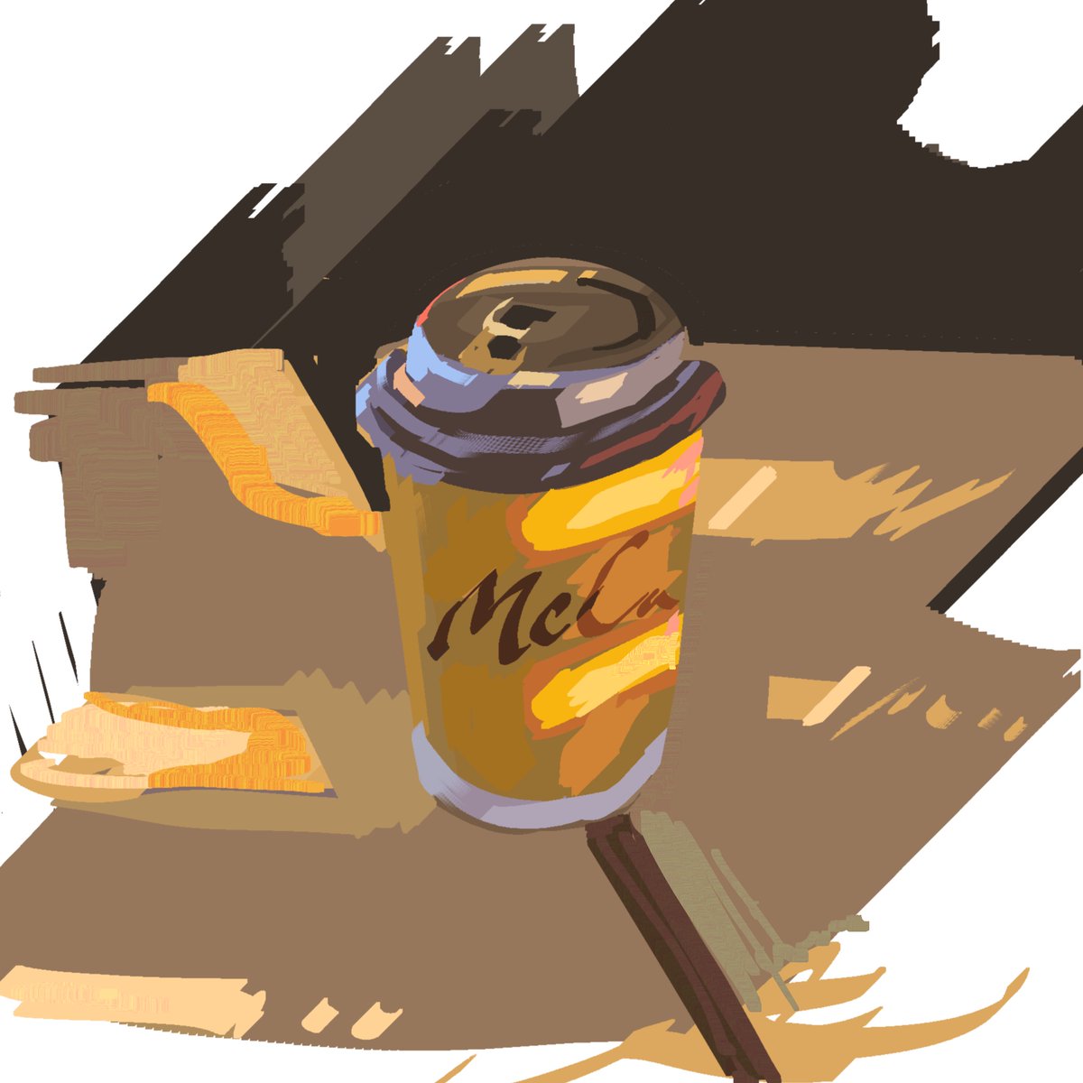 描くものなかったらマクドナルドのコーヒーのカップ描いてる