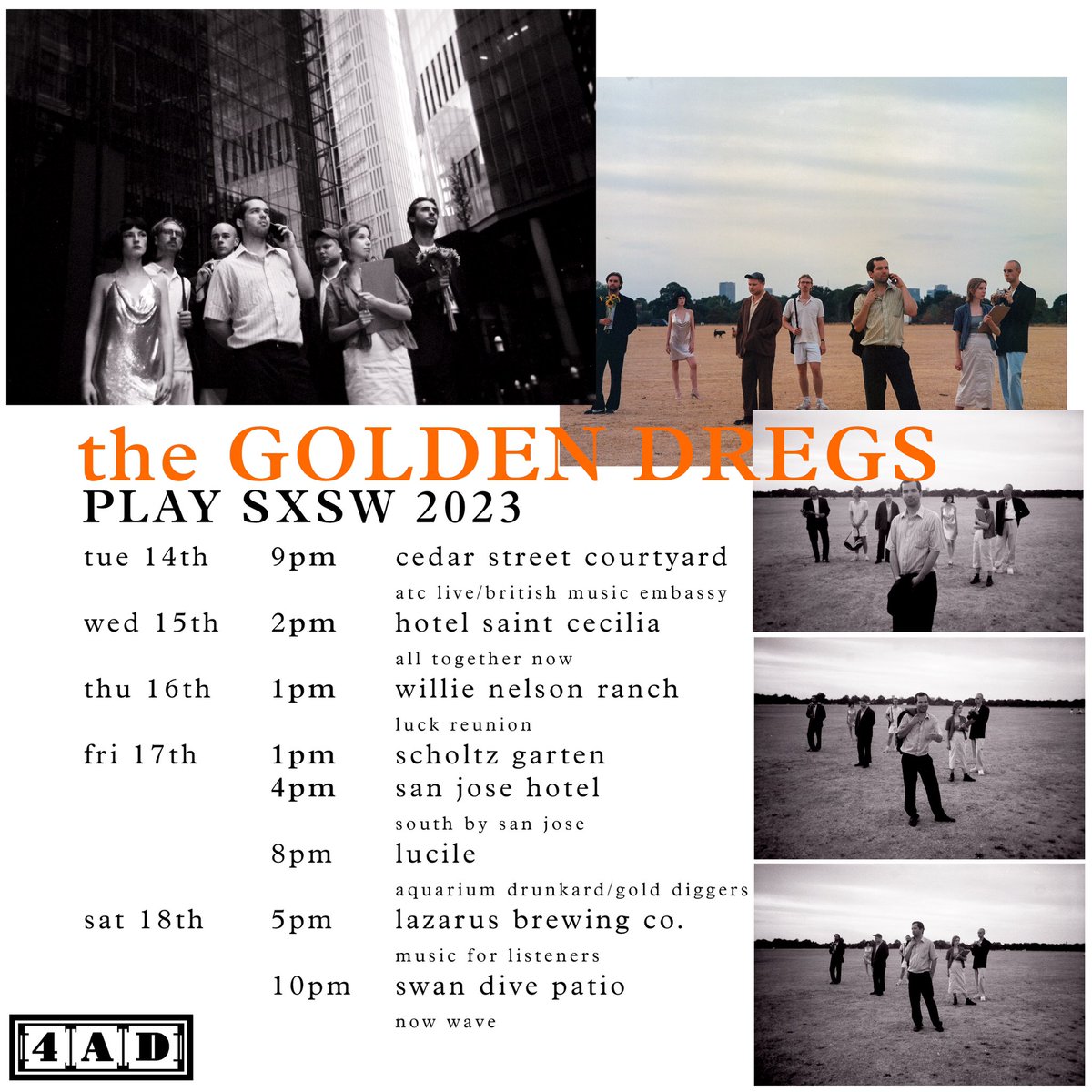 hot damn here’s our @sxsw itinerary   🥵 @ATCLive @britishmusicbiz @LuckReunion @aquadrunkard @golddiggers_la @nowwave