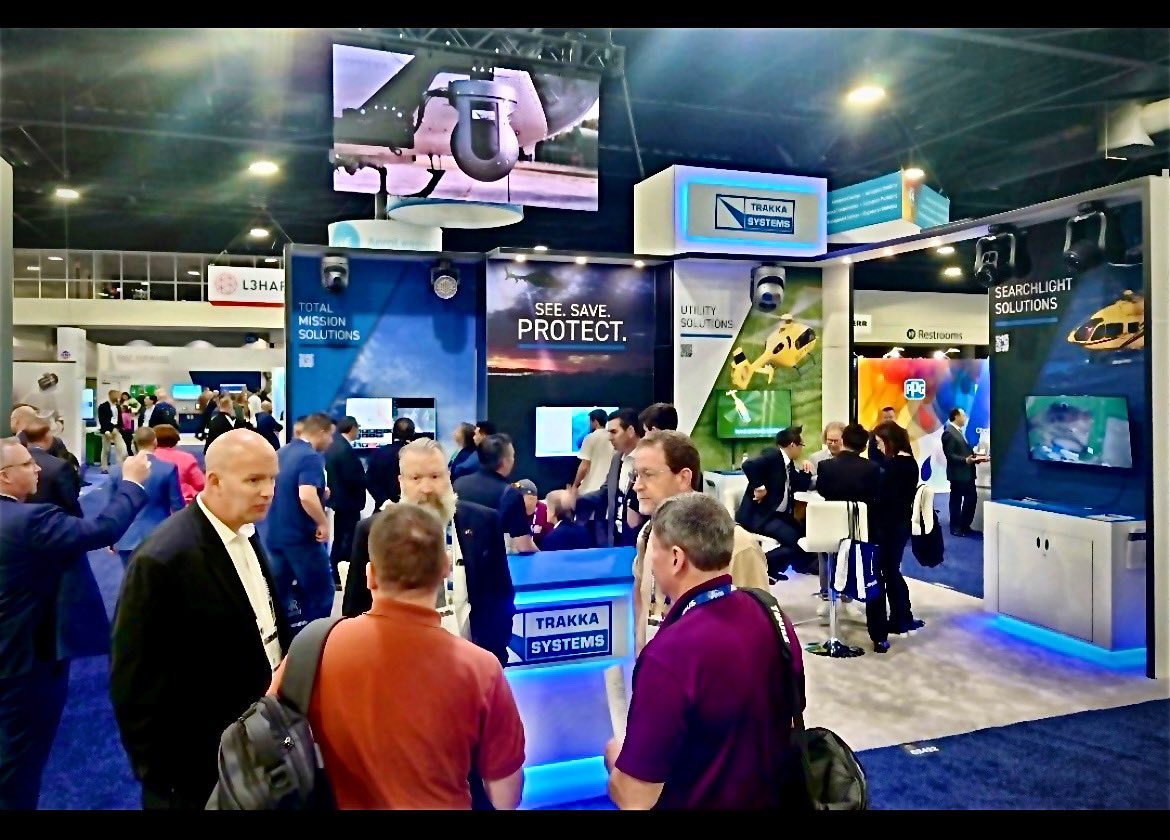 Day 1 at #hai2023 Booth C2422 #trakkacam #trakkabeam #trakkamaps #trakkasystems #totalsolutionspackage 
#thermalcamera #searchlight #mapping #airborne #surveillance #helicopters