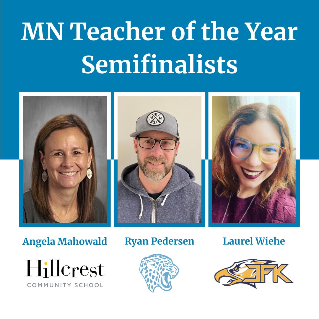 bps271's tweet image. Congrats to BPS educators Angela Mahowald, Ryan Pedersen &amp;amp; Laurel Wiehe for advancing as semifinalists for this year’s Minnesota Teacher of the Year award program!

Out of 132 candidates across the state, they are now among the top 33. #MNTeacherofTheYear #BPSpride