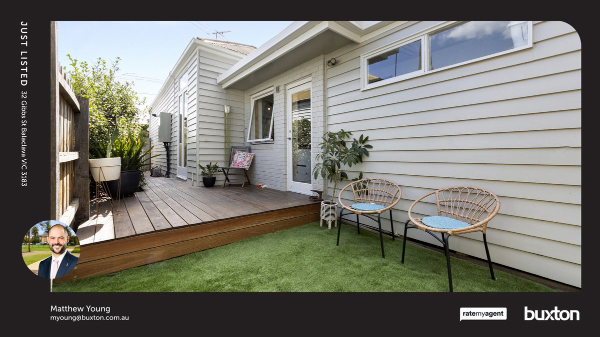 🛌 2 🛀 1
📍 32 Gibbs St, Balaclava, VIC, 3183

My latest listing on RateMyAgent.

rma.reviews/AJnsHDPSDGOO

...
#ratemyagent #realestate #Buxton_Port_Phillip__St_Kilda