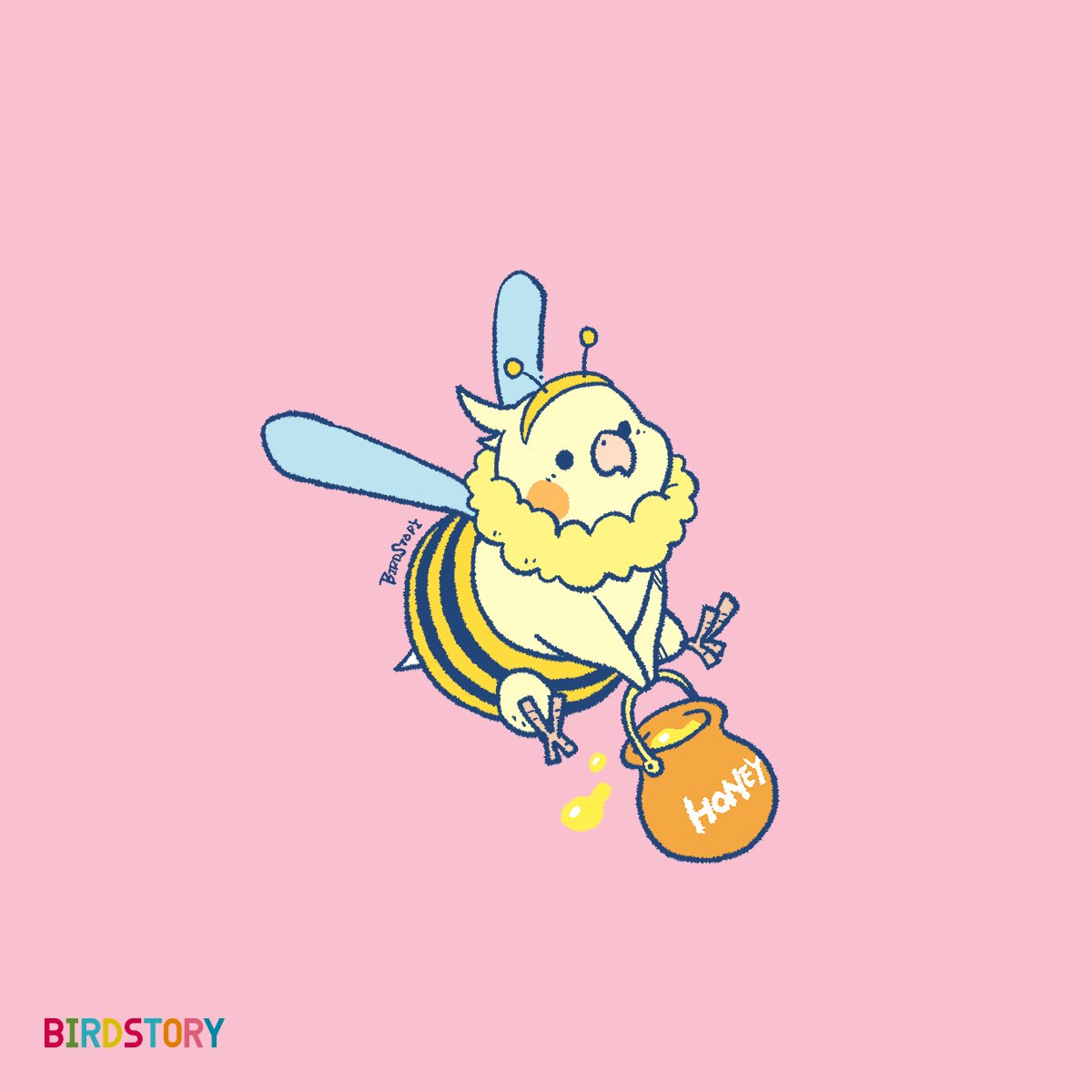 「おはようございます。本日は3月8日、語呂合わせから、ミツバチの日とのことです#B」|BIRDSTORYのイラスト