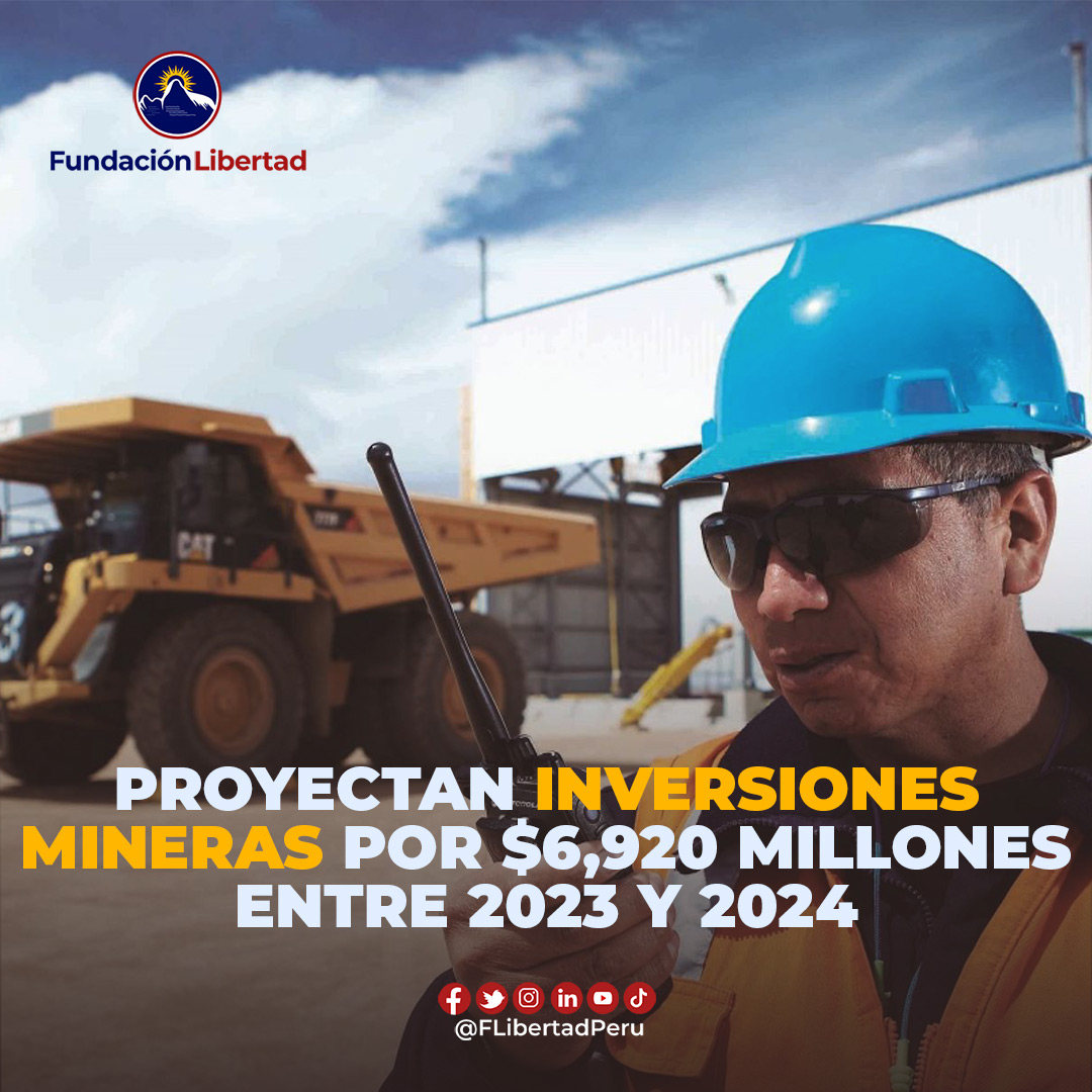 FLibertadPeru's tweet image. Entre el 2023 y 2024, el #Peru proyecta recibir inversiones mineras por más de 6,920 millones de dólares debido al inicio de la construcción de importantes proyectos, informó el ministro de Energía y Minas, Oscar Vera Gargurevich.

#mineriaperuana #mineriaperu #inversionperu