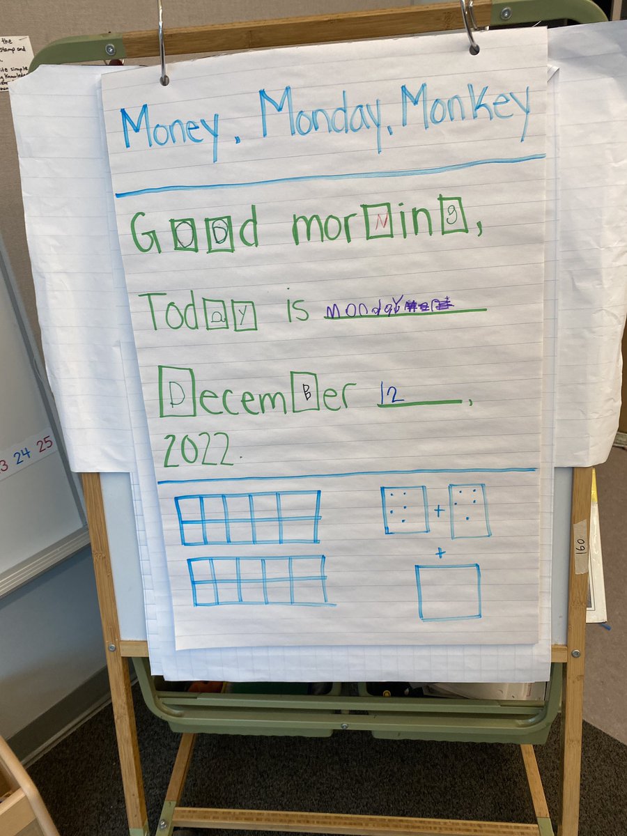 Applying the DLMB frame in Kindergarten by having students count, sound out words and letter sounds, and writing out their own parts of the morning message! <a href="/gecdsbpro/">GECDSB PR</a> <a href="/gecdsbpro/">GECDSB PR</a> @EY_uwindsor
